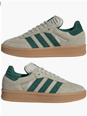NEW Adidas Samba XLG Sneaker - Putty Grey / Collegiate Green - Size 4